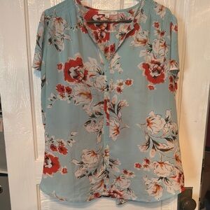 Fun 2 Fun Red and Pink Tie Front Blouse